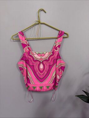 Rose & Olive Pink Patterned Crop Top